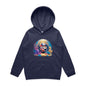 Colourful cartoon sea life hoodie for kids featuring a cute fish, octopus, and seahorse character.