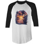 AS Colour Raglan 3/4 Sleeve T-Shirt featuring Sunset Island Beach design, perfect for summer vibes and casual outings.