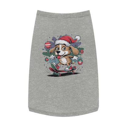 Pet Tank Top - Santa Hat Skateboarding Pup Christmas Design