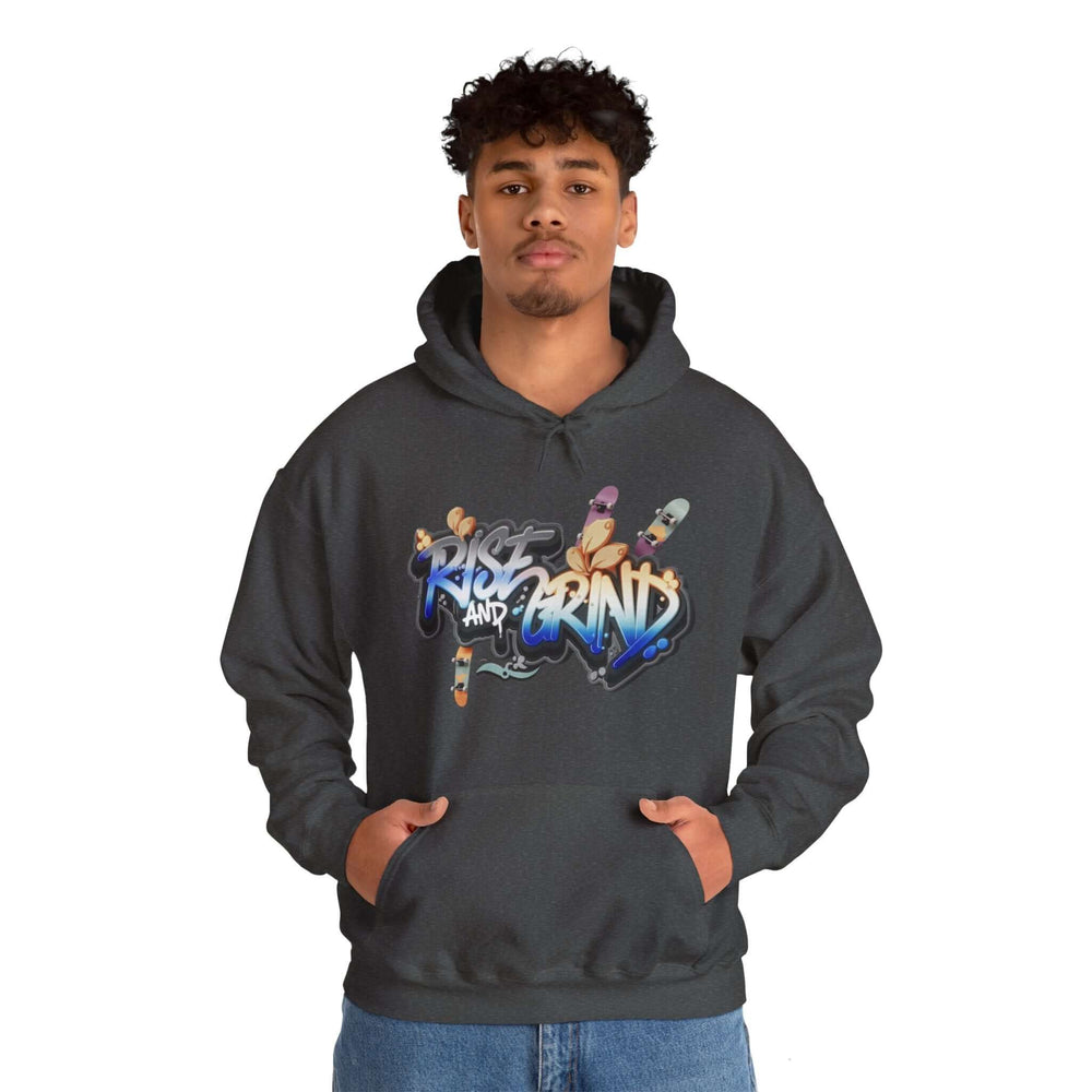 Hooded Sweatshirt - Graffiti Rise and Grind Skater Design - Cookies Trend Collective