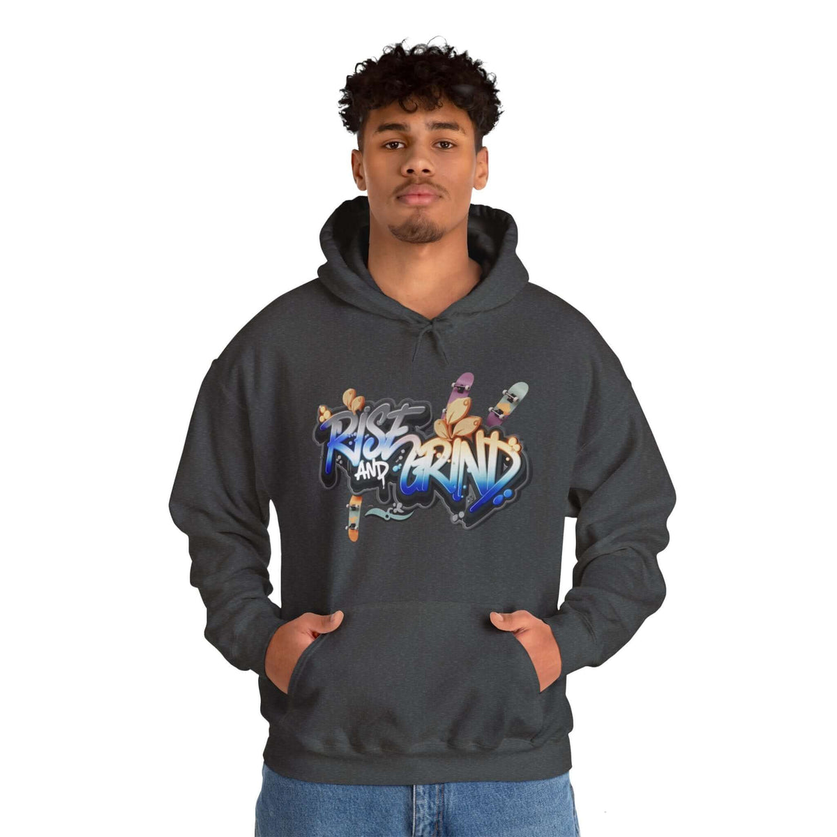 Hooded Sweatshirt - Graffiti Rise and Grind Skater Design - Cookies Trend Collective