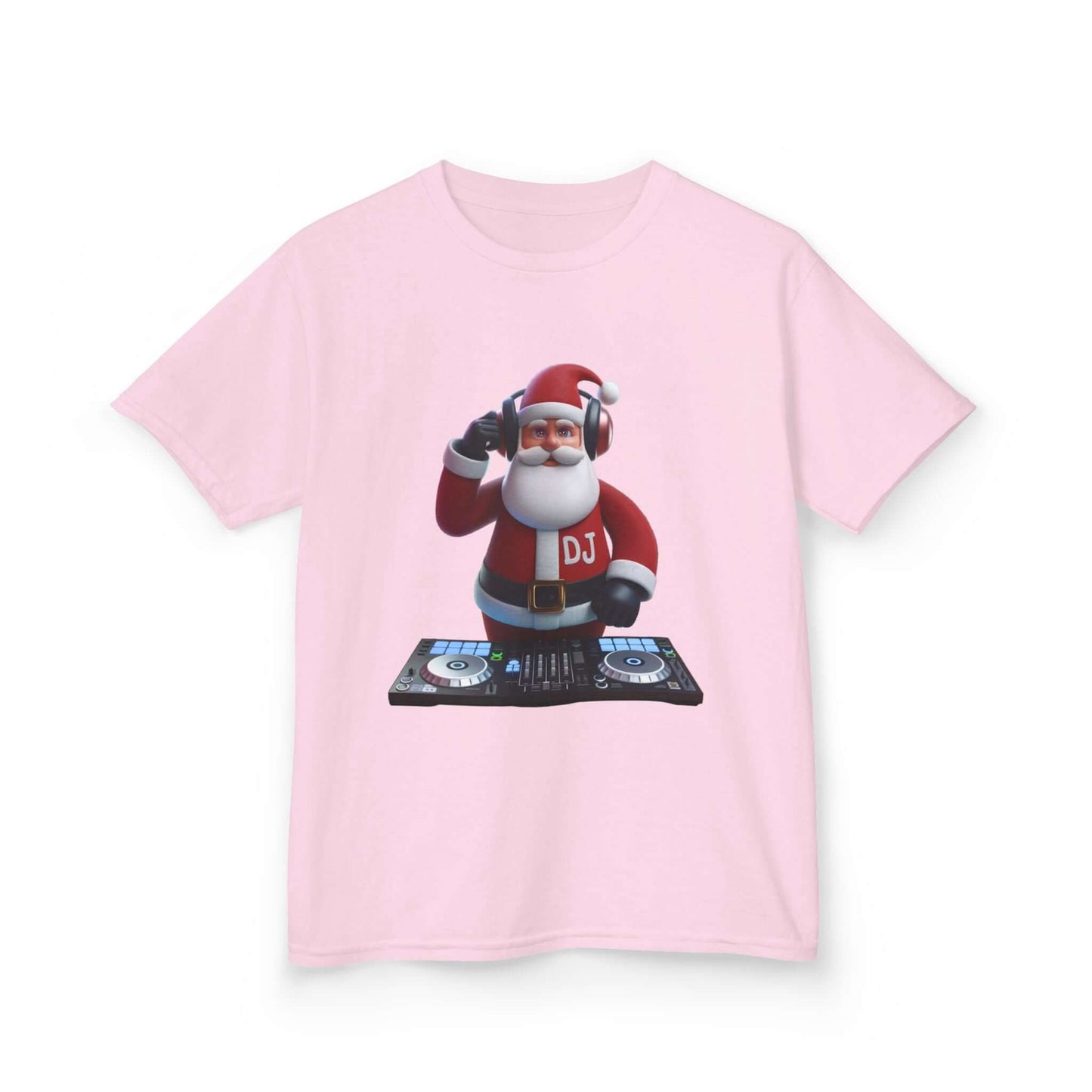 Kids T-Shirt-Santa Fun DJ Party Tee - Light Pink