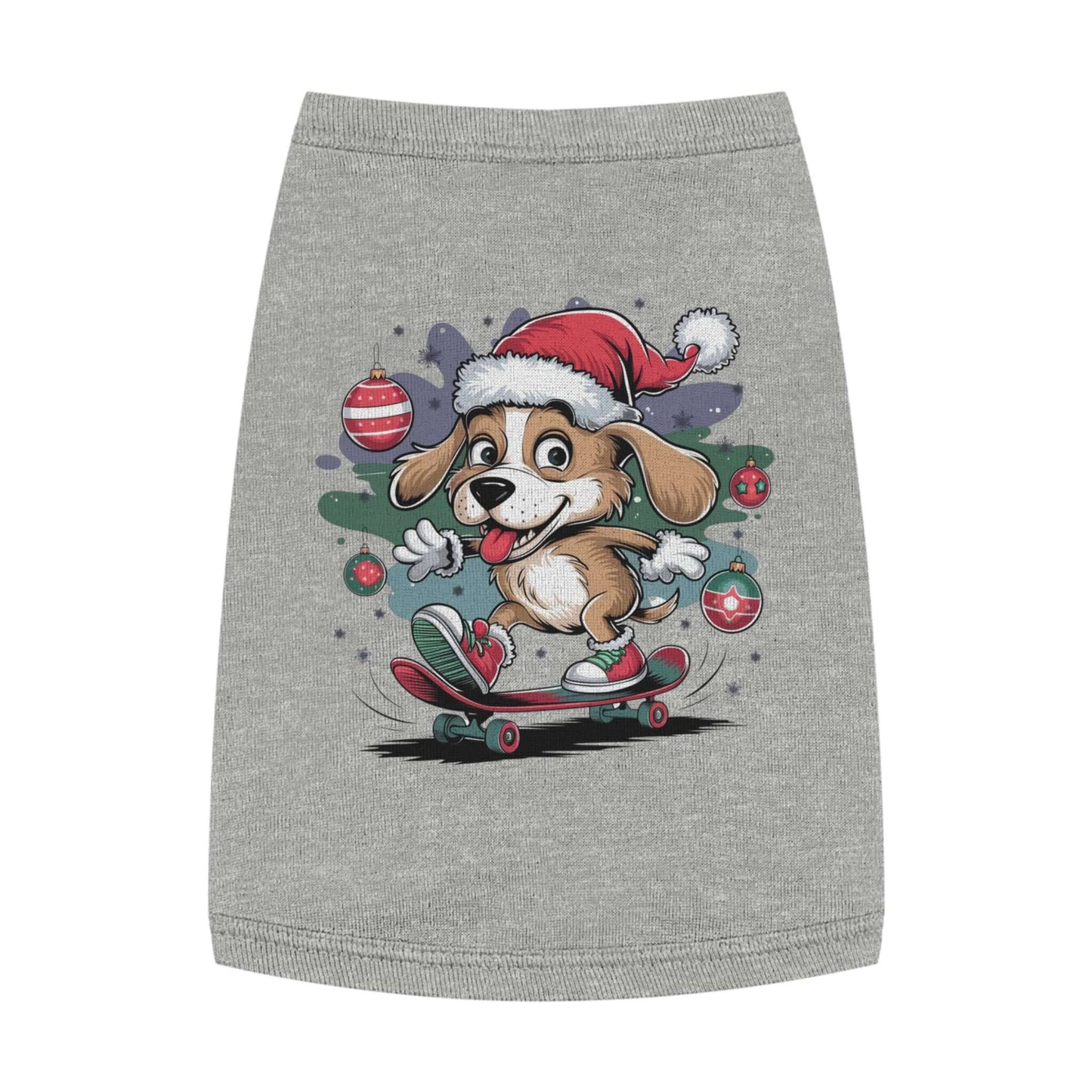 Pet Tank Top - Santa Hat Skateboarding Pup Christmas Design