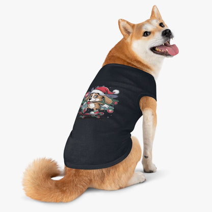 Pet Tank Top - Santa Hat Skateboarding Pup Christmas Design