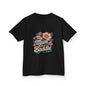 Kids tee featuring tropical flower design and text 'My Mum is a Baddie', perfect for Mother's Day and everyday wear.