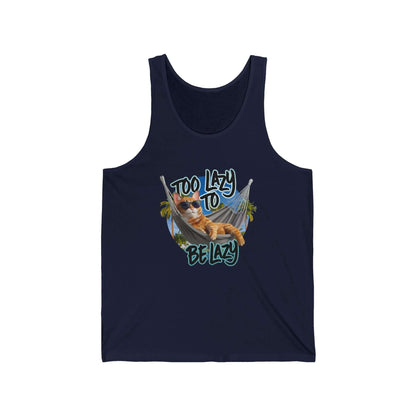 Tank Top - Cat in Hammock 'Too Lazy to be Lazy' Design