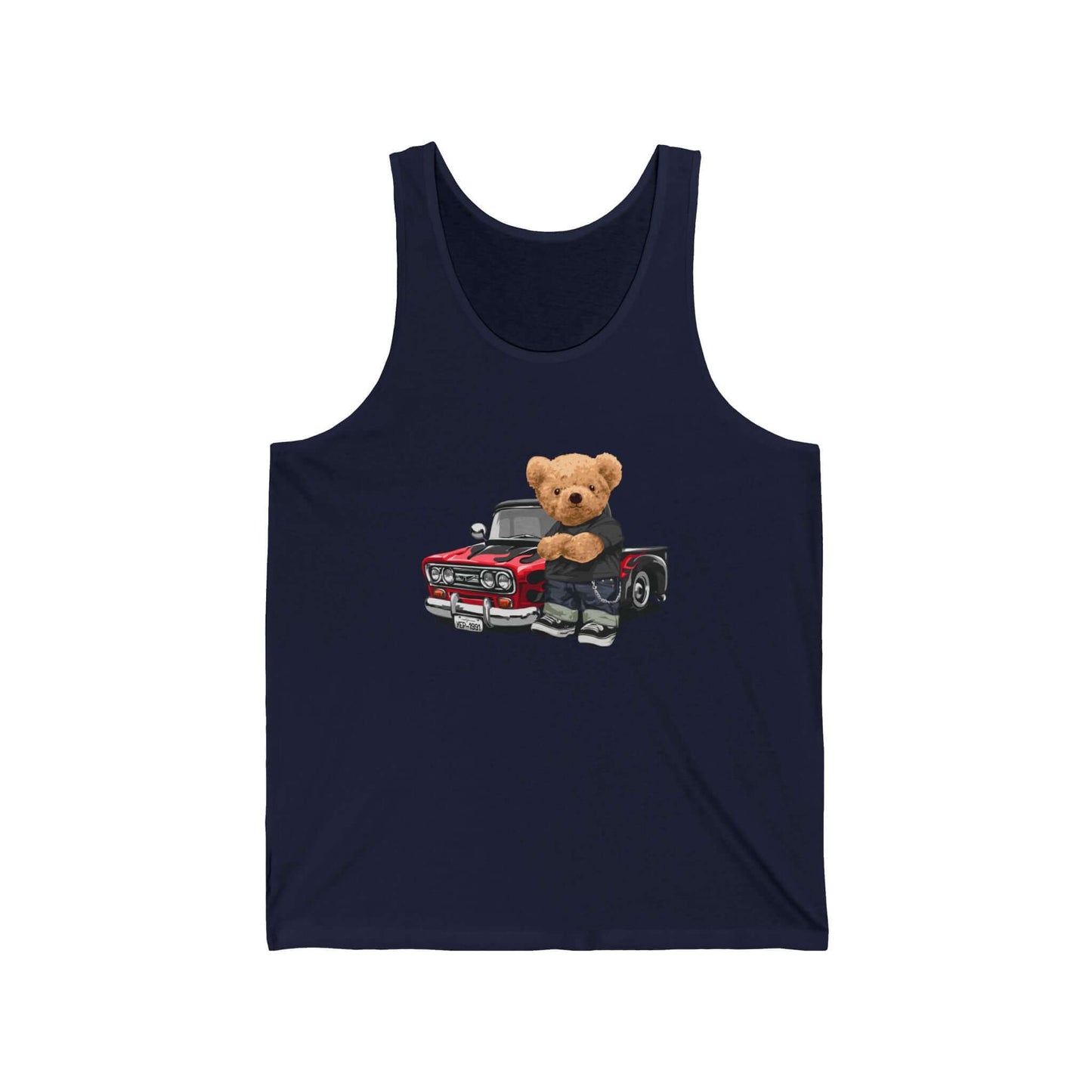 Tank Top - Cool Teddy Bear next to Pickup Truck Design