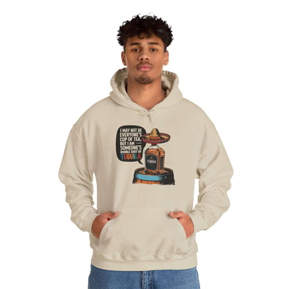 Funny Tequila quote hoodie with a sombrero bottle, perfect for humor lovers and relaxed party vibes.