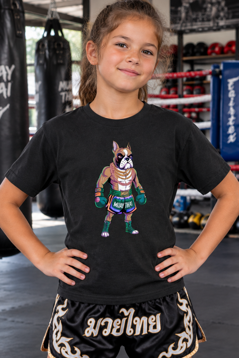 Muay Thai Boxer Dog Youth T-Shirt - authentic product design