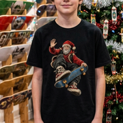 Ripper Santa Youth T-Shirt – Skateboarding Santa Christmas Shirt for Kids