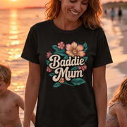Baddie Mum T-Shirt – Floral Mum Graphic Tee | Cookies Trend Collective