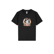 Chibi Girl Garden Youth T-Shirt by Cookies Trend Collective featuring a colourful cartoon girl surrounded by flowers