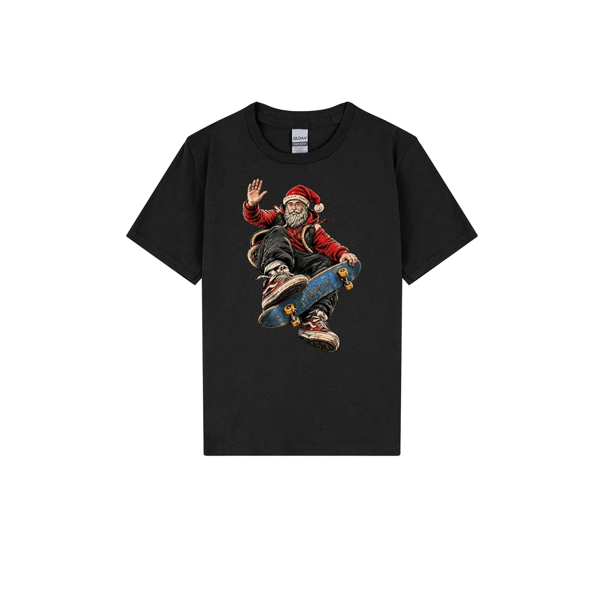 Ripper Santa Youth T-Shirt – Skateboarding Santa Christmas Shirt for Kids