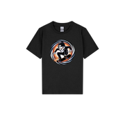 Phat Skulls Skater Youth T-Shirt by Cookies Trend Collective featuring a colourful cartoon skull wearing a beanie and riding a skateboard