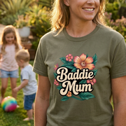 Baddie Mum T-Shirt – Floral Mum Graphic Tee | Cookies Trend Collective