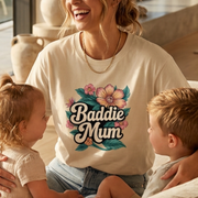 Baddie Mum T-Shirt – Floral Mum Graphic Tee | Cookies Trend Collective