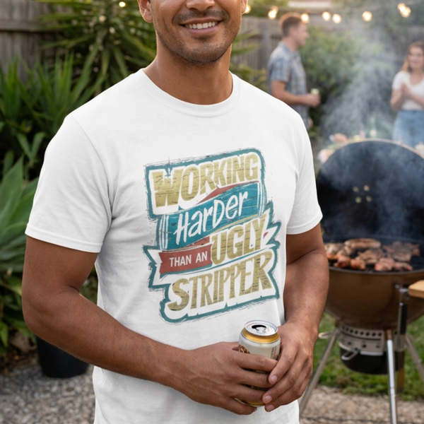 Shop the Working Harder T-Shirt by Cookies Trend Collective. Featuring colourful typography and a cheeky adult humour slogan on a Gildan Heavy Cotton tee. Five colours, sizes S–5XL.