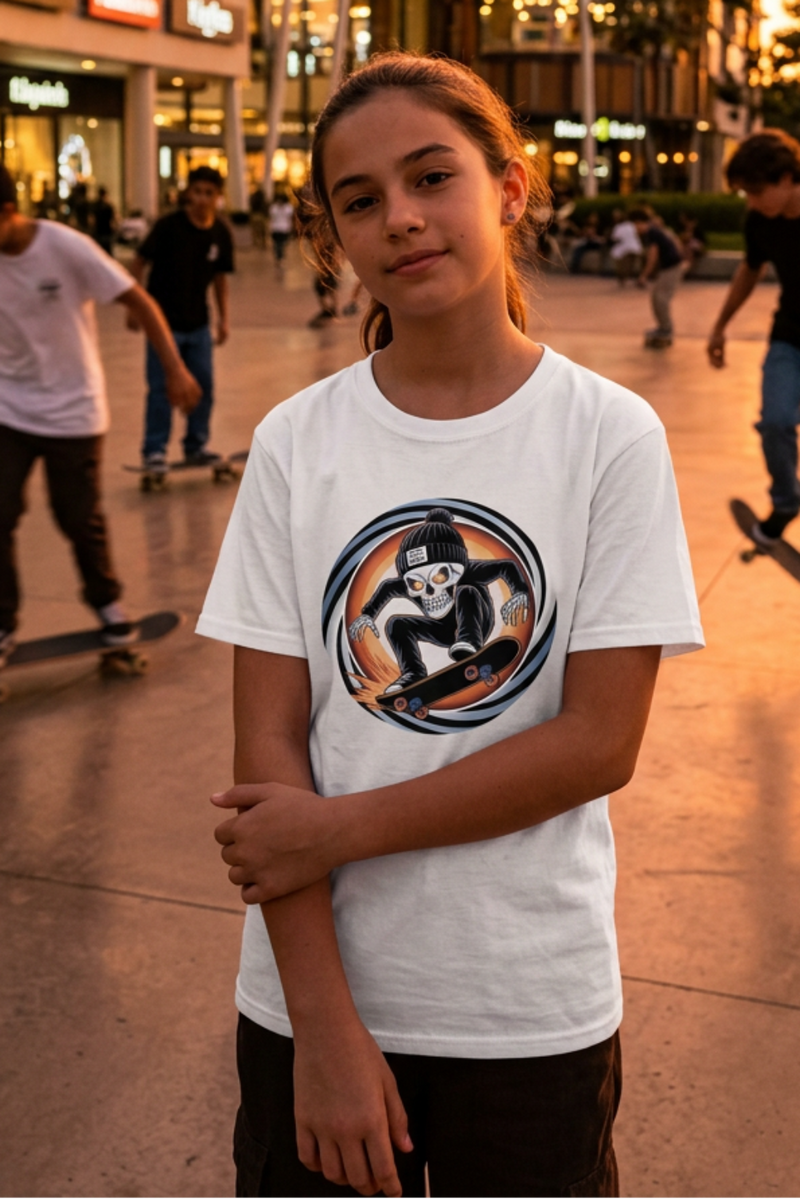 Phat Skulls Skater Youth T-Shirt - authentic product design