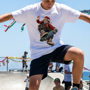 Ripper Santa Youth T-Shirt – Skateboarding Santa Christmas Shirt for Kids