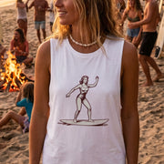 Men's Mermaid Surfer Tank Top – White Vintage Surf Graphic | Cookies Trend Collective