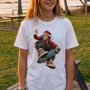 Ripper Santa Youth T-Shirt – Skateboarding Santa Christmas Shirt for Kids