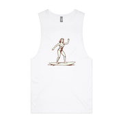 Men's Mermaid Surfer Tank Top – White Vintage Surf Graphic | Cookies Trend Collective