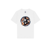 Phat Skulls Skater Youth T-Shirt by Cookies Trend Collective featuring a colourful cartoon skull wearing a beanie and riding a skateboard