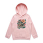 Kids hooded jumper with tropical flower design and 'My Mum is a Baddie' text, perfect for Mother's Day or everyday wear.
