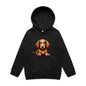 Tan Dachshund puppy graphic on black kid's hoodie, perfect for dog lovers and animal enthusiasts.