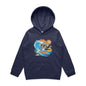 Cute kid's hoodie with a cool surfing koala riding a wave, perfect for beach lovers and animal lovers.