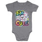 Baby onesie featuring cute koala and bunny design with text "I'm Cute" in colorful print, perfect for baby fashion.