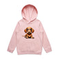 Tan Dachshund puppy - Sausage dog graphic on pink kid's hoodie, perfect for dog lovers and children.