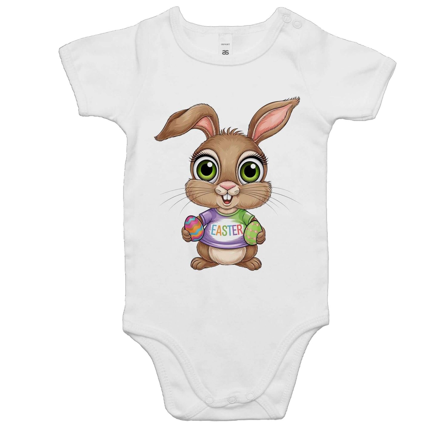 Cute Easter Bunny Baby Onesie Design,  perfect for toddlers celebrating Easter.