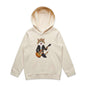 Kid's hoodie featuring a cute rock and roll cat playing guitar, perfect for music and cat lovers.