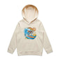 Cute kid's hoodie with a cool surfing koala riding a wave, perfect for beach lovers and animal lovers.