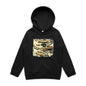 Vintage Ford kid's hoodie featuring iconic XW Falcon muscle cars design, perfect for car enthusiasts.