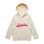 AS Colour Baddie Youth Hoodie in beige with translucent red liquid text design 'Baddie' for stylish kids fashion.