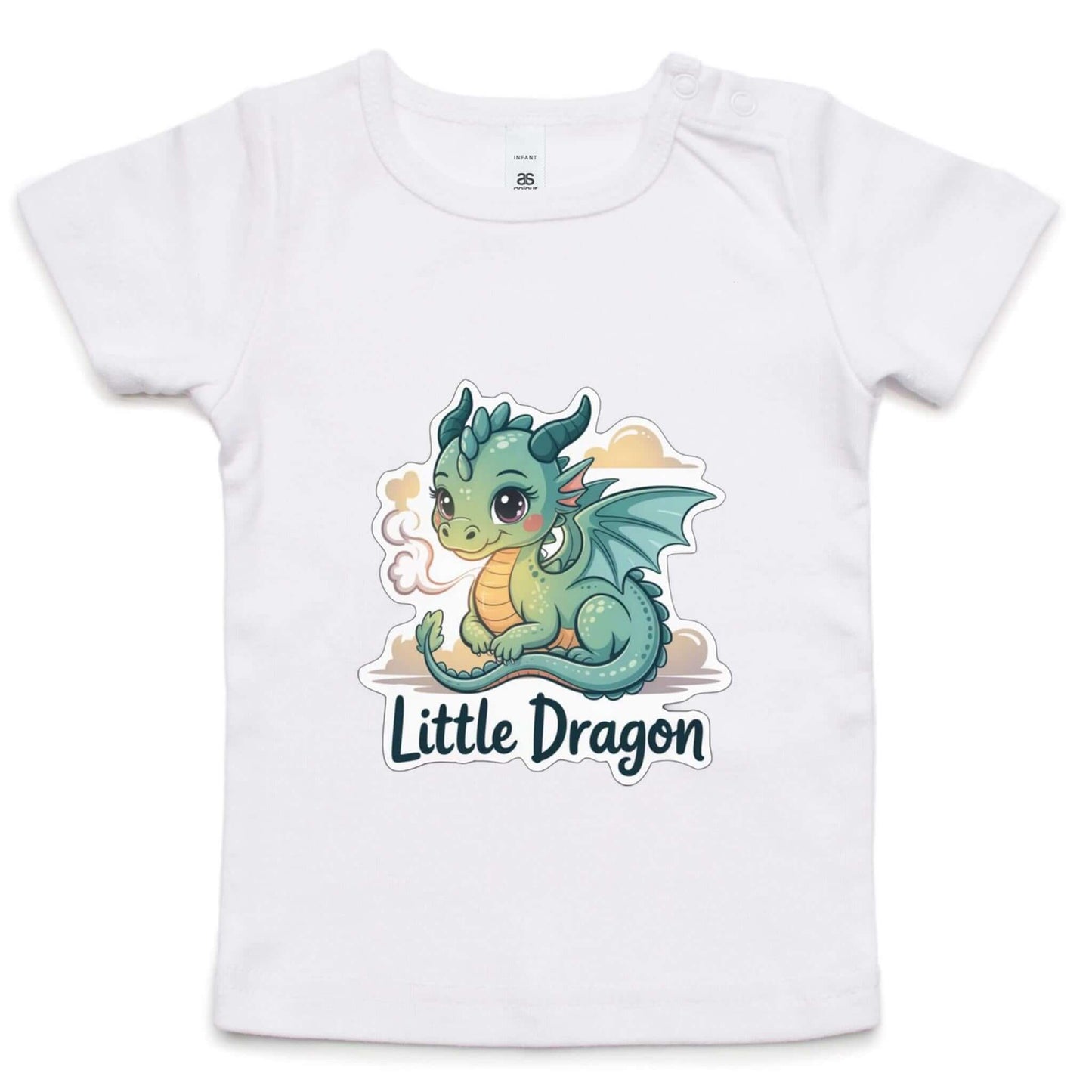 Infants tee featuring a cute cartoon 'Little Dragon' design, perfect for young dragon enthusiasts.